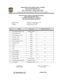 Daftar presensi atau daftar hadir rapat berisi. Daftar Hadir Rapat
