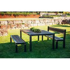 Metall Gartenbank Mit Bambusholz Ohne Lehne Lange 200 Cm