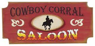 Old western swinging saloon doors with sign wall mural easy installation 365 days to return browse other patterns from this collection! Cowboy Corral Saloon Rustic Western Wood Sign Rustic Novelty Signs By My Barnwood Frames Houzz