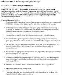 Procurement supervisor job description classification responsibilities: Free 9 Purchasing Manager Job Description Samples In Ms Word Pdf