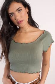 Jessie Olive Short Sleeve Crop Top