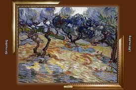 Canvas Framed Print Olive Trees Vincent Van Gogh Gold Framed Nameplate