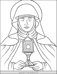Saint Clare Coloring Page Born July 16 1194 Assisi Italy Died August 11th 1253 Assisi Italy Feast Day Augu St Clare S Saint Coloring Catholic Coloring