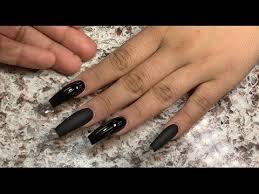Tough and durable, they are. Glossy Black Matte 1 Month Refill Acrylic Nails Youtube