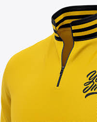Download Men S Quarter Zip Sweatshirt Mockup Front Half Side View Of Zipped Pullover In Apparel Mockups On Yellow Images Object Mockups