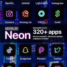 320 Neon App Icons Bestseller Exclusive Icon Pack For Cyberpunk Retro Ios Home Screen Free Icon Requests App Icon Iphone App Design Homescreen