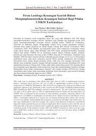 Jurnal ekonomi dan perbankan syari'ah, 6(2) percepatan pertumbuhan usaha mikro , kecil dan menengah ( umkm ) melalui perkuatan lembaga keuangan mikro syariah ( lkms ) di jawa timur. Pdf Peran Lembaga Keuangan Syariah Dalam Mengimplementasikan Keuangan Inklusif Bagi Pelaku Umkm Tasikmalaya