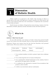 The learner demonstrates understanding of key concepts of health in achieving, sustaining and promoting wellness to ensure good quality of life. Health 7 Module 1 Dimension Of Holistic Health Grade 7 Modules