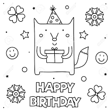 In 2013, friskies asserted that 15 percent of internet traffic is kitten and. Happy Birthday Coloring Page Black And White Vector Illustration Royalty Free Cliparts Vectors And Stock Illustration Image 127725500