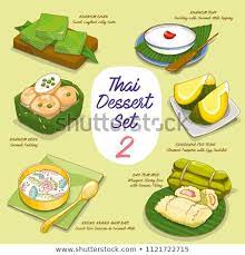 Vector Illustrations Of Colorful Thai Dessert Set Khanom Thai In 2021 Thai Dessert Dessert Set Desserts Drawing