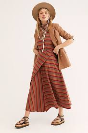 Capri Midi Dress In 2020 Striped Midi Dress Midi Dress Fashion