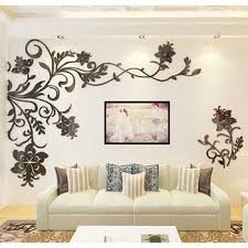 Black Acrylic 3d Wall Decor Sticker Large Beautiful Design Floral Custom Wall Stickers Living Room 3d Wall Decor Wall Decor Stickers