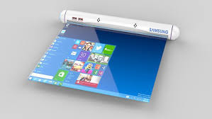 The Samsung Flexible Roll Applies Future Flex Tech To Create The Most Portable Tablet X2f Laptop Ever Inspired By Ancient Scrol Tablet Samsung Design Gadgets