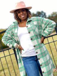 Pink And Green Plaid Flannel Shacket Believe Accessories Inc