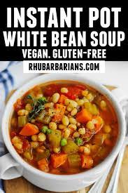 Vegan Instant Pot White Bean Soup Recipe Rhubarbarians Recipe In 2021 Vegetarian Instant Pot Vegetarian Soup Recipes White Bean Soup Recipes