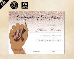 Certificate Of Completion Certificate Template Nail Etsy In 2021 Nail Technician Salon Business Cards Certificate Of Completion