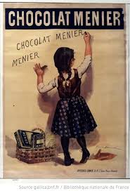Chocolat Menier Fillette Ecrivant Sur Un Mur Affiche Variante D Image Sans Par Les Affiches Francaises D Epoque Affiches De Cuisine Vieille Publicite