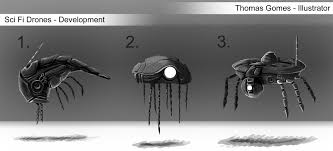 Illustrazione di Thomas Gomes: sviluppo finale di Sci Fi Drones