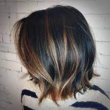 Black Choppy Bob With Brown Highlights Hair Styles Short Hair Highlights Black Hair With Highlights
