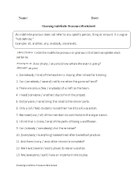 Indefinite Pronouns Worksheets Choosing Indefinite Pronoun Worksheet Indefinite Pronouns Indefinite Pronouns Worksheets Pronoun Worksheets