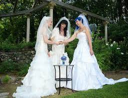 Kitten Brynn And Doll S Rainbow Garden Of Poly Love Three Bride Wedding Offbeat Bride Lesbian Bride Offbeat Bride Lesbian Wedding