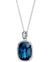 This sleek pendant necklace macy's tahitian pearl (12 mm) and diamond (1/5 ct. Macy S 14k White Gold Necklace London Blue Topaz 15 Ct T W And Diamond 1 4 Ct T W Rectangle Pendant Reviews Necklaces Jewelry Watches Macy S