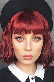 Short Hair With Blunt Bangs Picture2 Shorthairponytail Short Red Hair Short Hair With Bangs Medium Hair Styles