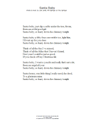 Santa Baby Sheet Music Eartha Kitt Lyrics Only