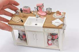 Minifanaberia Built In Double Oven With Warming Drawer Kitchen Island With Sink Miniature Kitchen Doll House