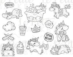 Licorne Timbre Numerique Bundle Kawaii Licorne Clipart Etsy Digital Stamps Unicorns Digital Unicorns Clipart