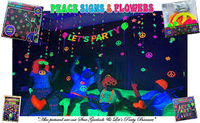 Set out bean bag chairs and a shag rug. Peace Flower 60s Party Decorations Hippie Theme
