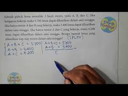 Check spelling or type a new query. Bahas Tuntas Cara Mudah Menyelesaikan Soal Cerita Sistem Persamaan Linear Tiga Variabel Spltv Youtube