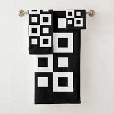 Black And White Squares Logo Abstract Black And White Squares Bath Towel Set Zazzle Com Square Bath Bath Towel Sets Towel Set