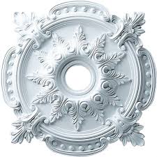 Above On The White Ceiling A Relief Ornament In The Shape Of A Wreath And In The Centre Of It A Classic Ceiling Ceiling Medallions Decorative Ceiling Tile