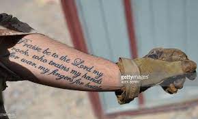 He trains my hands for war and gives my fingers skill for battle. Marine From Kilo Company Of The 3rd Battalion 8th Marines Regiment Army Tattoos Military Tattoos Tattoos