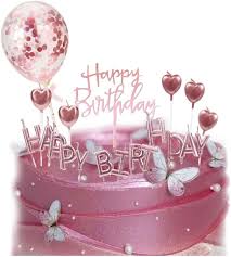 Centerpiece with blush pink and rose gold ribbon. Amazon Com Xinyang Rose Gold Cake Toppers Happy Birthday Cake Candles Hearts Candles And 5 Inch Confetti Balloons For Girls Women Kids Birthday Cake Decorations Home Kitchen