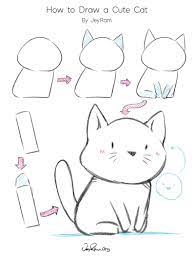 In this lesson, you will create a simple cat picture using mostly basic shapes, lines and colors. How To Draw A Cute Cat Easy Step By Step Tutorial For Beginners Jeyram Spiritual Art