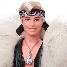 Barbie The Movie Collectible Ken Doll Wearing Big Faux Fur Coat and Black  Fringe Vest with Bandana : Toys & Games