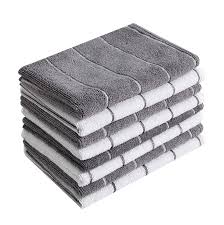 Black And White Kitchen Towels Amazon Microfiber Kitchen Towels Super Absorbent Soft And Solid Color Dish Towels 8 Pack Stripe Designed Grey And White Kitchen Towels Dish Towels Stripes Design