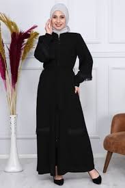 Moda Cizgi Kollari Inci Ve Dantelli Ferace 2172 Siyah Trendyol