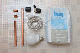 Lampe selber bauen mit der anleitung von hornbach: Kupfer Zement Lampe Selber Machen Material Flohmarkt Kalender