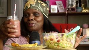 Home Made Salad Dressing Basil Salmon Grapes Cherrys The Works ASMR Eating  Sounds