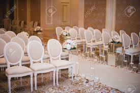 You can use these wedding flower chair backs for your head table. Beautiful Wedding Ceremony Design Decoration Elements With Arch Stock Photo Picture And Royalty Free Image Image 46910770