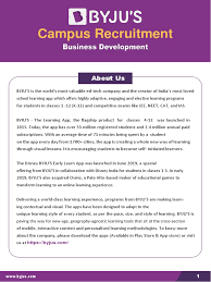 We aspire to transform the nature and impact of international development and work to strengthen organizations. Byju S Business Development Associate Interview Questions
