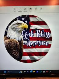 God Bless America Eagle Wreath Sign