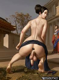 Porn image of black hair spreading ass uncircumcised cock shemale back view close  up japanese created by AI