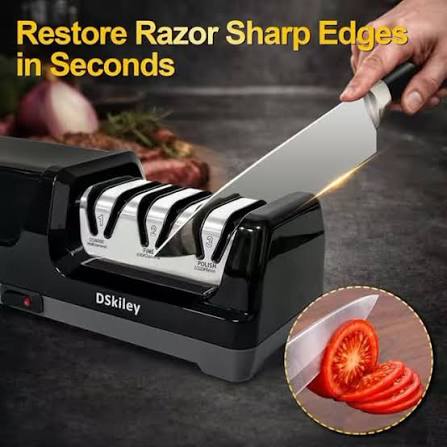 Transform your kitchen experience with the Electric Knife Sharpener 4 in 1!  This multifunctional tool is perfect for sharpening twist drills, scissors,  knives, and more. Say goodbye to dull edges and hello