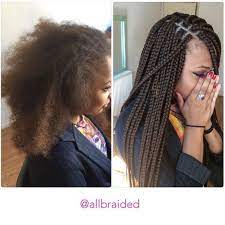 Individual tree braids with human hair. Medium Sized Box Braid On A Curly Natural Hair Hair Used Xpression Braiding Hair Colour 8 Bro Natural Hair Styles Box Braids Hairstyles Braiding Hair Colors
