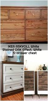 Ikea Askvoll White Stained Oak Effect White 5 Drawer Chest 5drawer Askvoll Chest Effec 5 Drawer Chest Askvoll Ikea Dresser Hack