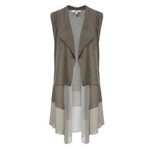 Asimetrik Kesim Suet Ve Sifon Detayli Yelek Mont Kiyafet Stil Kiyafetler